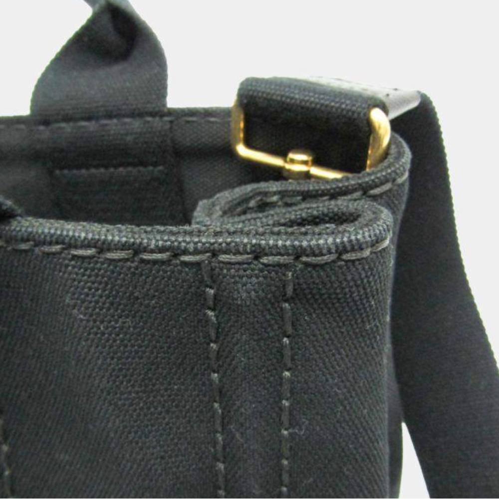 Prada Canapa Black Tote with front Embroidered Brand Logo w/  Authenticity card - Picture 12 of 16